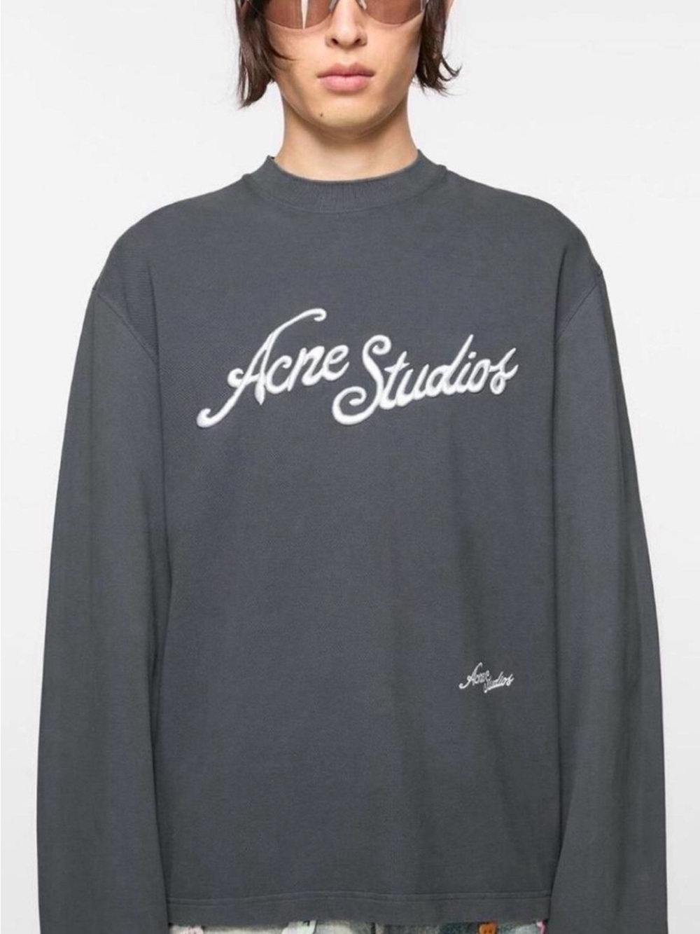 Acne Studios Charcoal Gray Logo Crewneck Sweatshirt